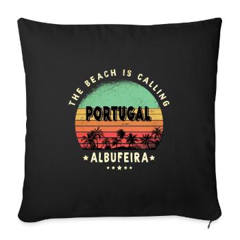 Albufeira Portugal Beach vintage design - Sofa pillowcase 17,3'' x 17,3'' (45 x 45 cm) - black - Front