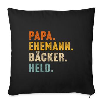 papa ehemann Bäcker held - Sofakissenbezug 45 x 45 cm - Schwarz - Vorne