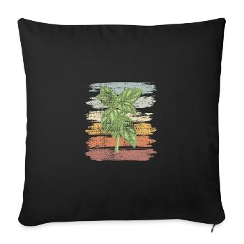 Kräuter Basilikum Retro Design - Sofakissenbezug 45 x 45 cm - Schwarz - Vorne