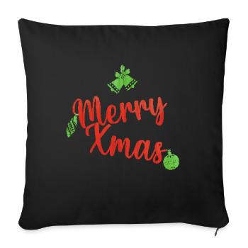 Merry Xmas vert et rouge pull de noel - Housse de coussin décorative 45 x 45 cm - noir - Devant