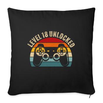 18th birthday - 18 years Gamer Level 18 unlocked - Sofa pillowcase 17,3'' x 17,3'' (45 x 45 cm) - black - Front