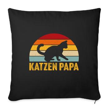 Katze Katzen papa Katzenbesitzer männer - Sofakissenbezug 45 x 45 cm - Schwarz - Vorne