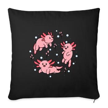 Happy Axolotl - Sofa pillowcase 17,3'' x 17,3'' (45 x 45 cm) - black - Front