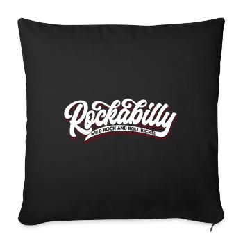 Rockabilly Wild Rock n Roll - Typo - neg - Housse de coussin décorative 45 x 45 cm - noir - Devant