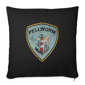 Pellworm Wappen Leuchtturm Design - Sofakissenbezug 45 x 45 cm - Schwarz - Vorne