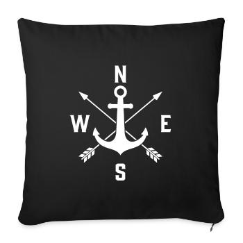 Anchor Compass Wind Segel Segel T-Shirt Segel - Sofakissenbezug 45 x 45 cm - Schwarz - Vorne
