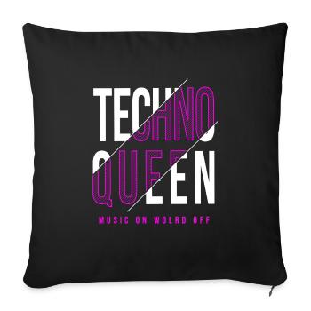 design techno queen - Housse de coussin décorative 45 x 45 cm - noir - Devant