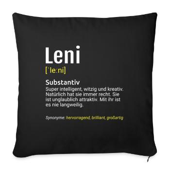 Leni Name Definition - Sofakissenbezug 45 x 45 cm - Schwarz - Vorne