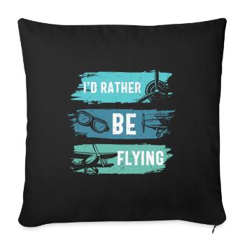 Ich fliege lieber lustiger Flugzeugpilot - Sofakissenbezug 45 x 45 cm - Schwarz - Vorne
