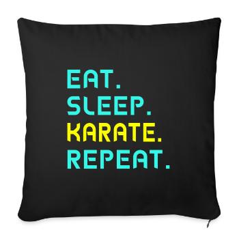 Mangez. Le sommeil, le karaté. Répétez. - Housse de coussin décorative 45 x 45 cm - noir - Devant