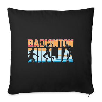 Badminton Ninja Joueur de badminton - Housse de coussin décorative 45 x 45 cm - noir - Devant