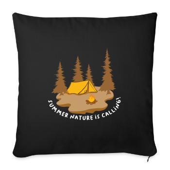 Camping Adventure Hiking Quote Summer Nature Is Ca - Sofa pillowcase 17,3'' x 17,3'' (45 x 45 cm) - black - Front