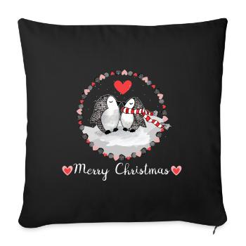 Pingouins Noël Joyeux Noël - Housse de coussin décorative 45 x 45 cm - noir - Devant