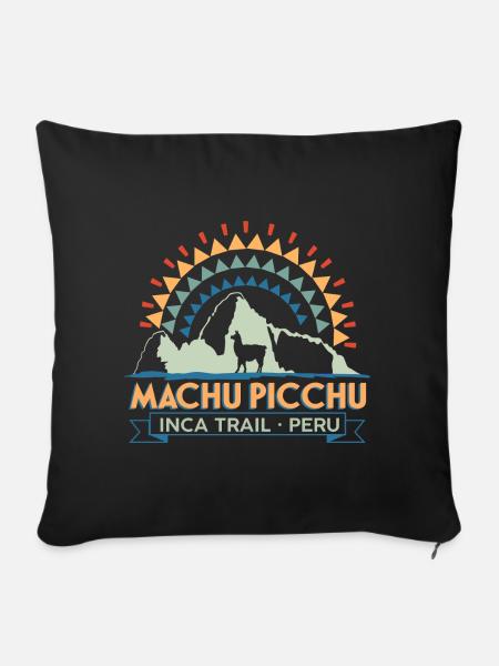 Machu Picchu Inka - Sofakissenbezug 45 x 45 cm - Schwarz