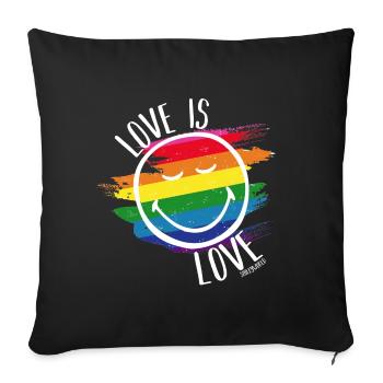 Love is Love Smileyworld blanc - Housse de coussin décorative 45 x 45 cm - noir - Devant