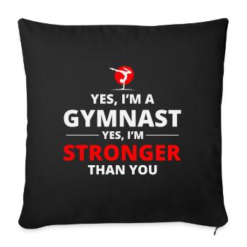 Gymnastique Gymnaste Backflip Tumbling Acrobaties - Housse de coussin décorative 45 x 45 cm - noir - Devant