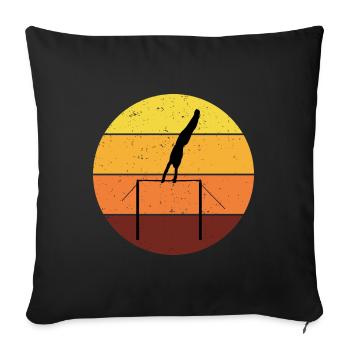 Gymnastique Artistique Barre Horizontale Gymnaste Vintage - Housse de coussin décorative 45 x 45 cm - noir - Devant