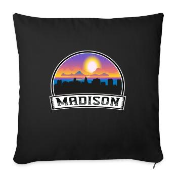 Madison Wisconsin USA Skyline Vintage Sonnenuntergang Trave - Sofakissenbezug 45 x 45 cm - Schwarz - Vorne
