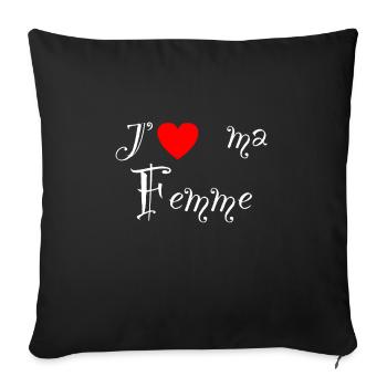 J'aime ma femme - Housse de coussin décorative 45 x 45 cm - noir - Devant