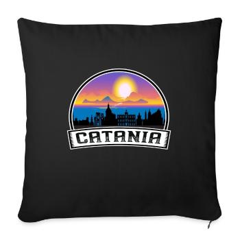 Catane Italie Skyline Vintage Sunset Travel Souven - Housse de coussin décorative 45 x 45 cm - noir - Devant