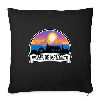 Palma De Mallorca Spain Skyline Vintage Sunset Tra - Sofa pillowcase 17,3'' x 17,3'' (45 x 45 cm) - black - Front