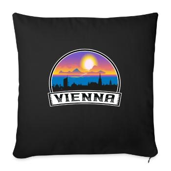 Vienne Autriche Skyline Vintage Sunset Travel Souve - Housse de coussin décorative 45 x 45 cm - noir - Devant