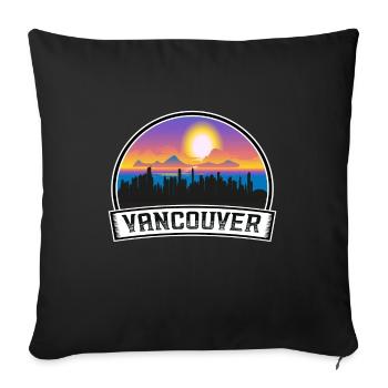 Vancouver Canada Skyline Vintage Sunset Travel Sou - Housse de coussin décorative 45 x 45 cm - noir - Devant