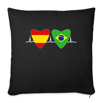 Brésil Espagnol Drapeau Brésilien Cadeau - Housse de coussin décorative 45 x 45 cm - noir - Devant