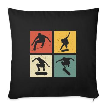 retro Skate Skater gift skateboard skateboarder - Sofa pillowcase 17,3'' x 17,3'' (45 x 45 cm) - black - Front