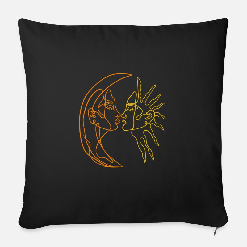 Sonne und Mond lineart - Sofakissenbezug 45 x 45 cm - Schwarz