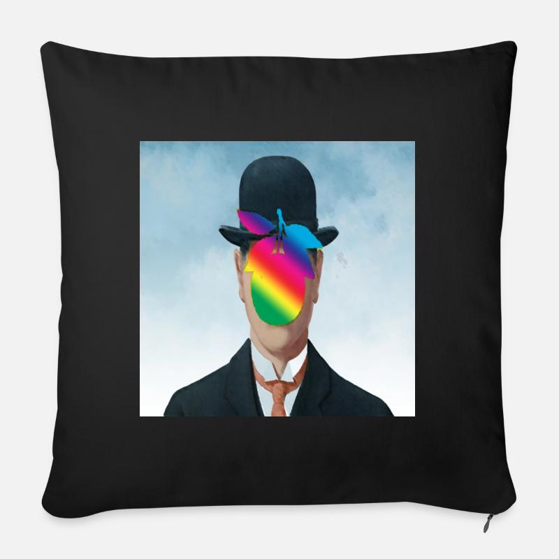 Regenbogen Apfel-Mann - Sofakissenbezug 45 x 45 cm - Schwarz