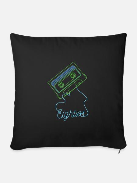 Achtziger Jahre Kassette 80er Jahre Retro - Sofakissenbezug 45 x 45 cm - Schwarz
