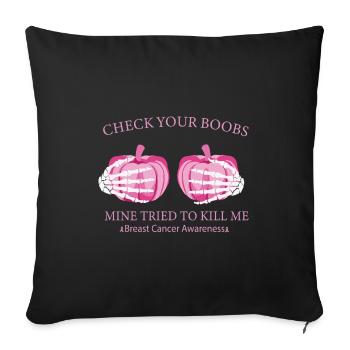 Check Your Boobs Breast Cancer Pumpkin - Sofa pillowcase 17,3'' x 17,3'' (45 x 45 cm) - black - Front