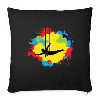 Flying Trapeze Artist Circus Gymnastics Watercolor - Sofa pillowcase 17,3'' x 17,3'' (45 x 45 cm) - black - Front