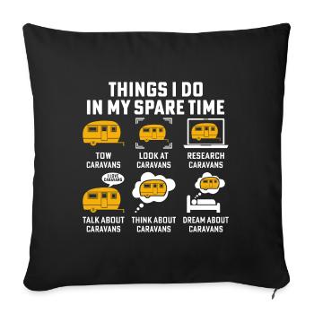 Things i do in my spare time tow caravans - Housse de coussin décorative 45 x 45 cm - noir - Devant