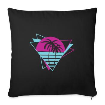Palm Tree Retro 80s - Sofa pillowcase 17,3'' x 17,3'' (45 x 45 cm) - black - Front