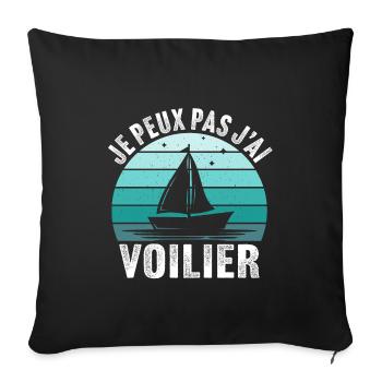 je peux pas j'ai voilier - Housse de coussin décorative 45 x 45 cm - noir - Devant