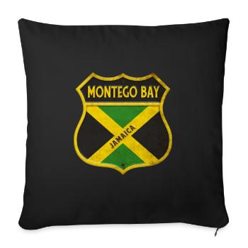 Montego Bay Jamaica Coat of Arms Flags Design - Sofa pillowcase 17,3'' x 17,3'' (45 x 45 cm) - black - Front