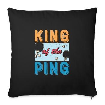 Tennis de table Roi du Ping Pong - Housse de coussin décorative 45 x 45 cm - noir - Devant