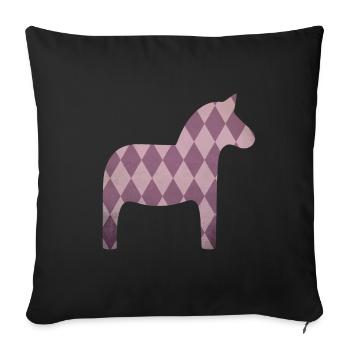 Dala Horse Diamonds Pink Horse Girl Scandinavian - Sofa pillowcase 17,3'' x 17,3'' (45 x 45 cm) - black - Front