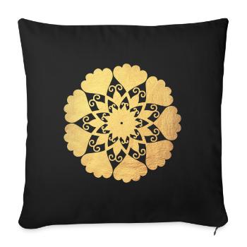 Flower Mandala Gold Yoga Ornament Sun Center om - Sofa pillowcase 17,3'' x 17,3'' (45 x 45 cm) - black - Front