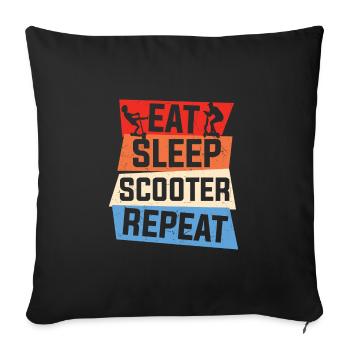 Scooter Quote Eat Sleep Scooter Repeat - Sofa pillowcase 17,3'' x 17,3'' (45 x 45 cm) - black - Front