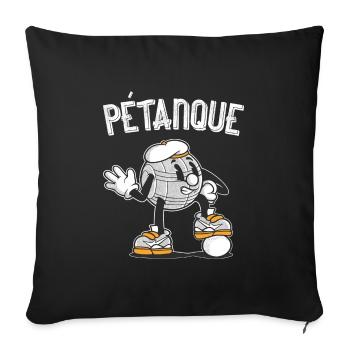 Tenue de pétanque boule pour boule bouler - Housse de coussin décorative 45 x 45 cm - noir - Devant