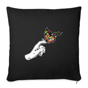Sensibilisation à l’autisme des papillons - Housse de coussin décorative 45 x 45 cm - noir - Devant