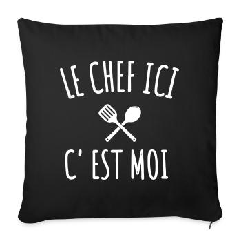 cuisine le chef c' est moi humour cuisinier cadeau - Housse de coussin décorative 45 x 45 cm - noir - Devant
