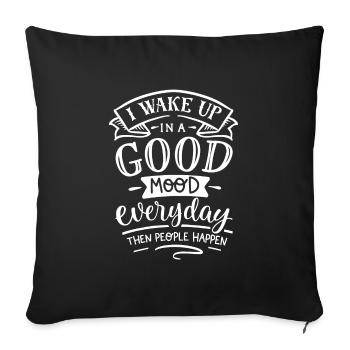 Antisocial - Good mood - neg - Sofa pillowcase 17,3'' x 17,3'' (45 x 45 cm) - black - Front