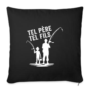futur pêcheur comme papa cadeau pêcheur papa - Housse de coussin décorative 45 x 45 cm - noir - Devant