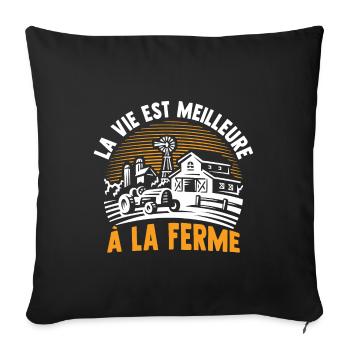 la vie est meilleure à la ferme - Housse de coussin décorative 45 x 45 cm - noir - Devant