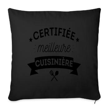 T shirt cuisine humour femme cuisinière cadeau - Housse de coussin décorative 45 x 45 cm - noir - Devant
