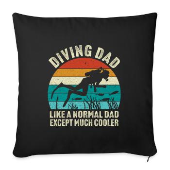 Papa plongeur t-shirt plongée sous-marine - Housse de coussin décorative 45 x 45 cm - noir - Devant